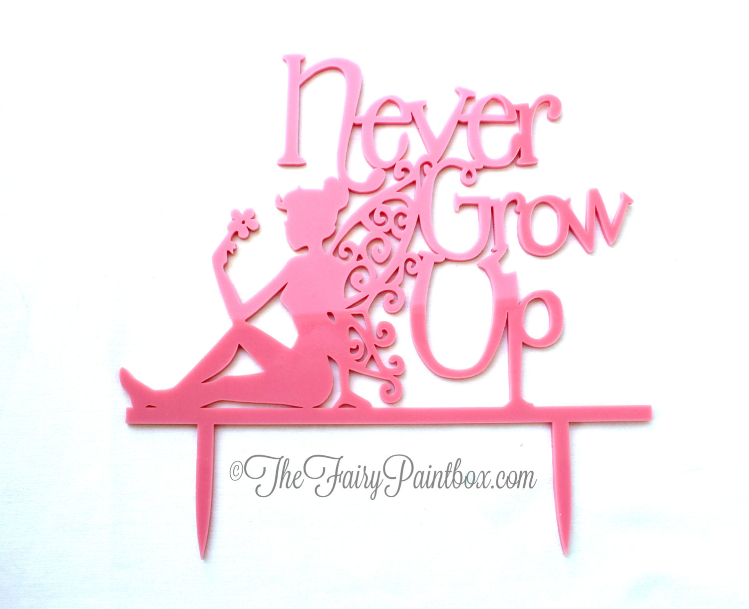 Pink Fairy Cake Topper, Never Grow Up Cake Decoration, Peter Pan Party –  TheFairyPaintBox