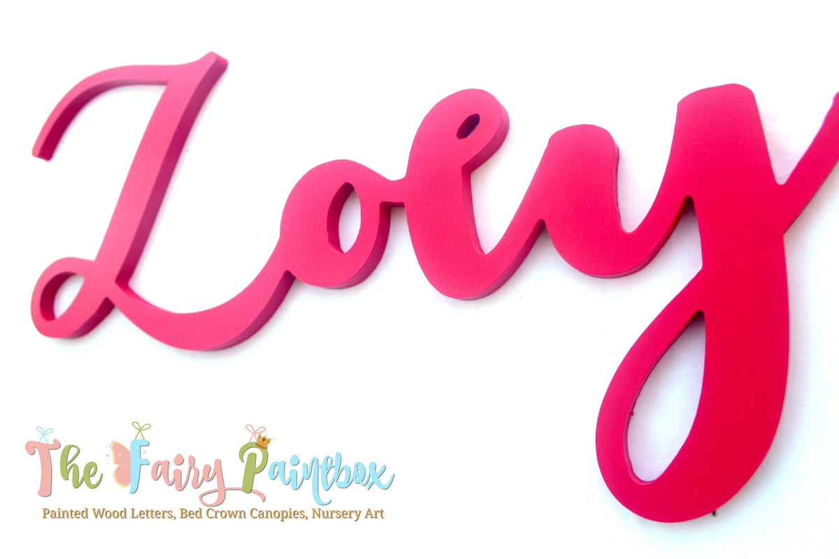 Calligraphy Pink Painted Wood Wall Letters Handwriting Style Wood Wa