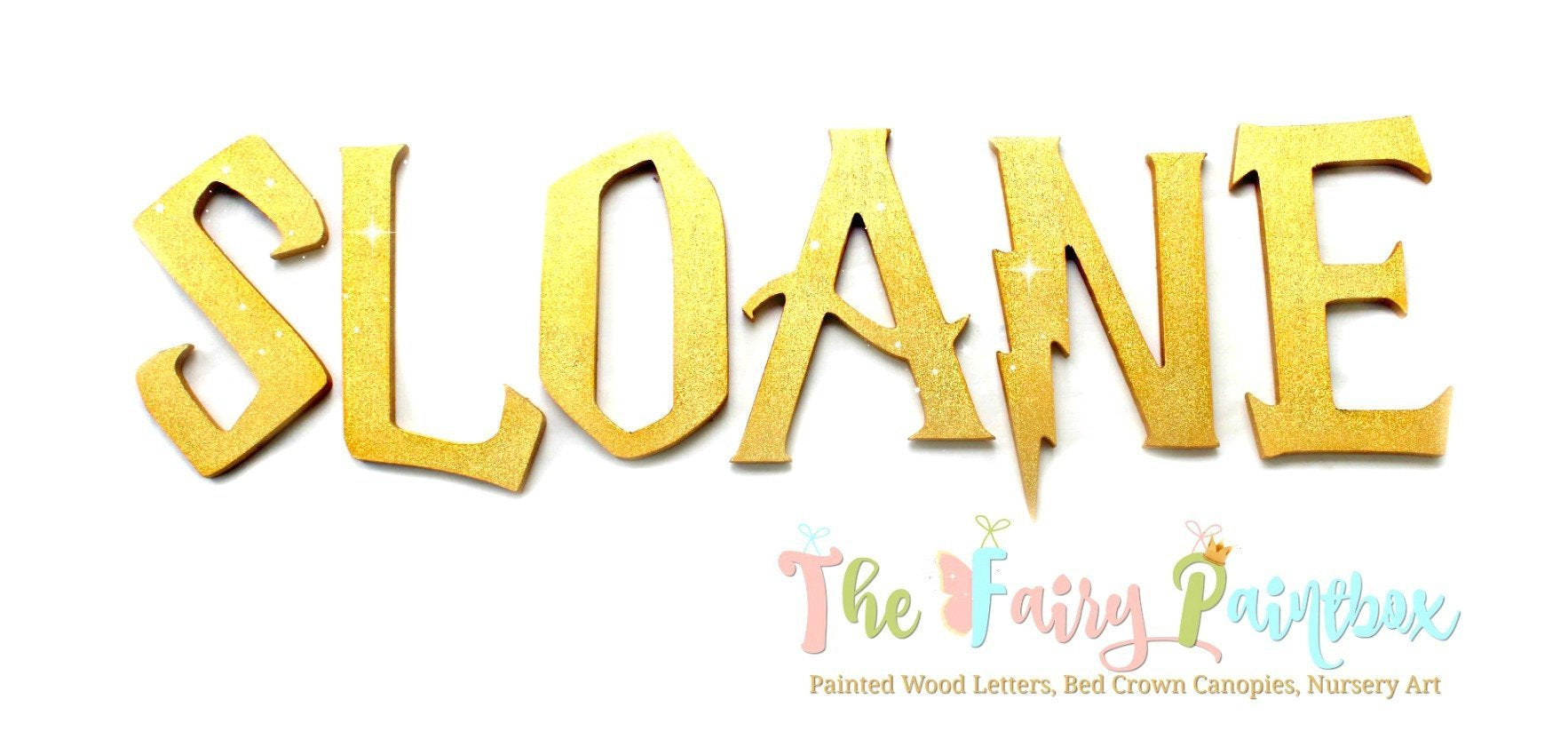Gold Wizard Academy Glitter Painted Letters - Lightning Glitter Wall L –  TheFairyPaintBox
