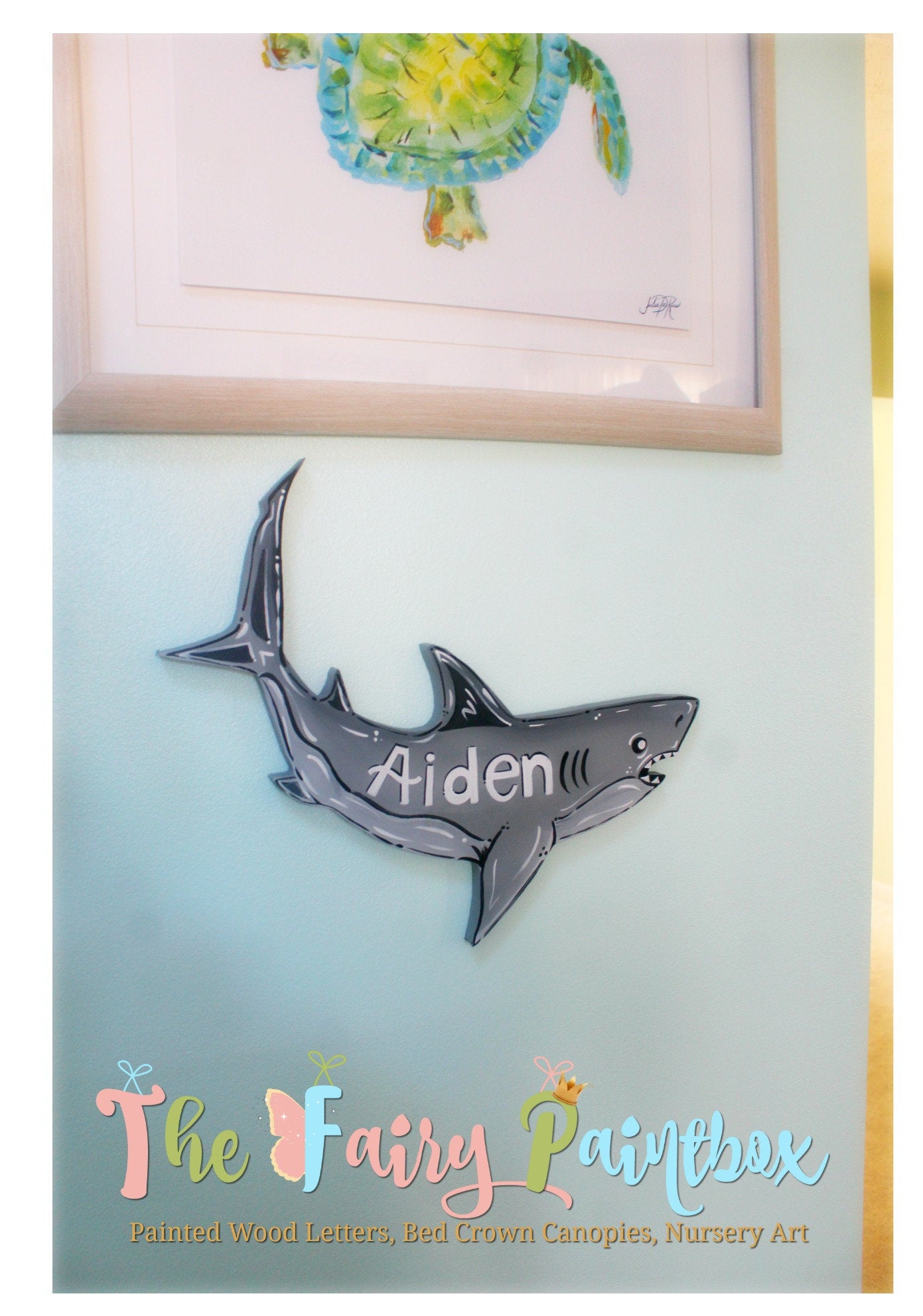 Personalized Shark Sign - Shark Nursery Room Name Sign - Shark