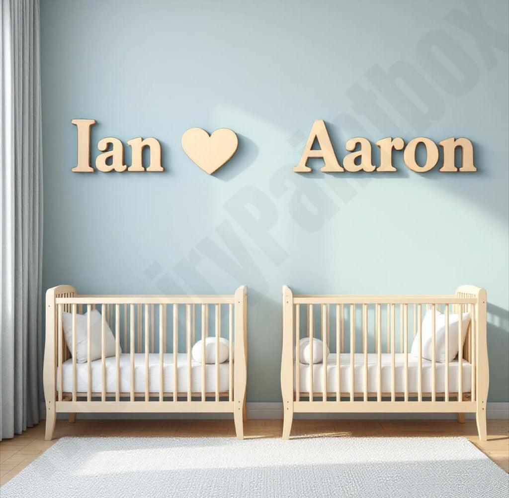 Natural Wood Stained Wall Letters for Baby Room