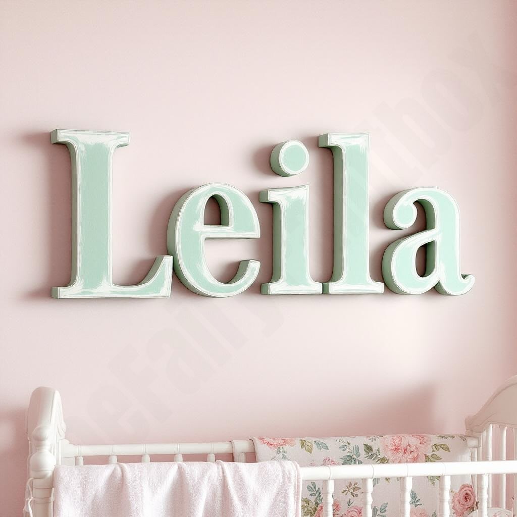 Mint Green Cottage Theme Baby Room Wall Letters