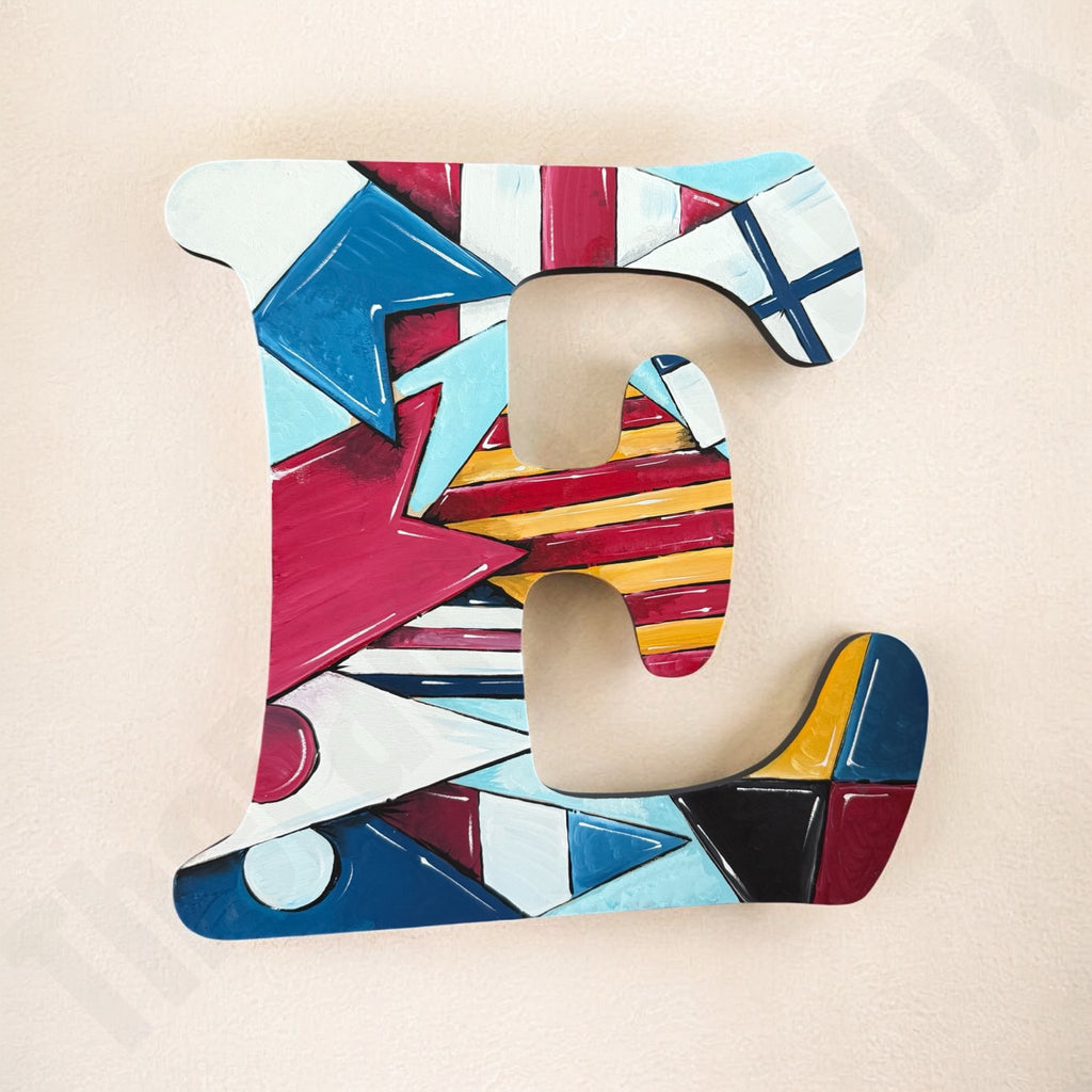 Monogram Letter with maritime flags painted on top.