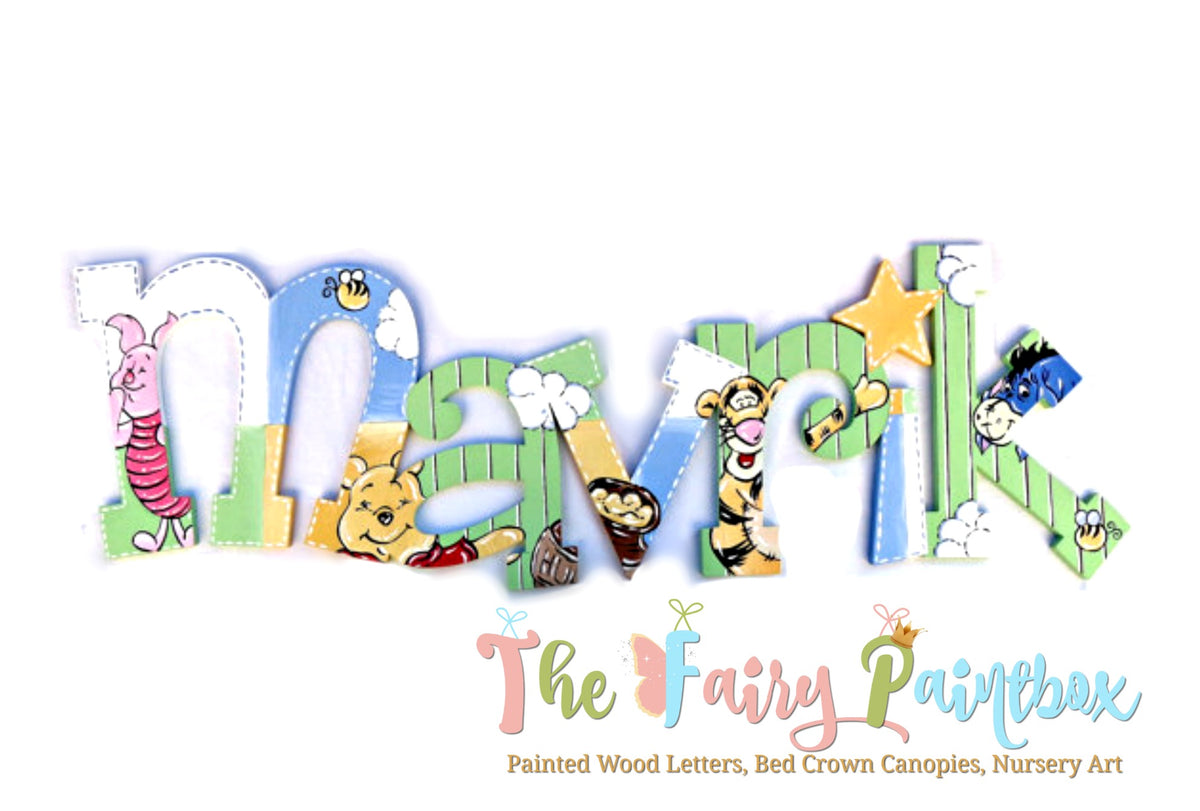Peeking Poo Bear Painted Wood Letters