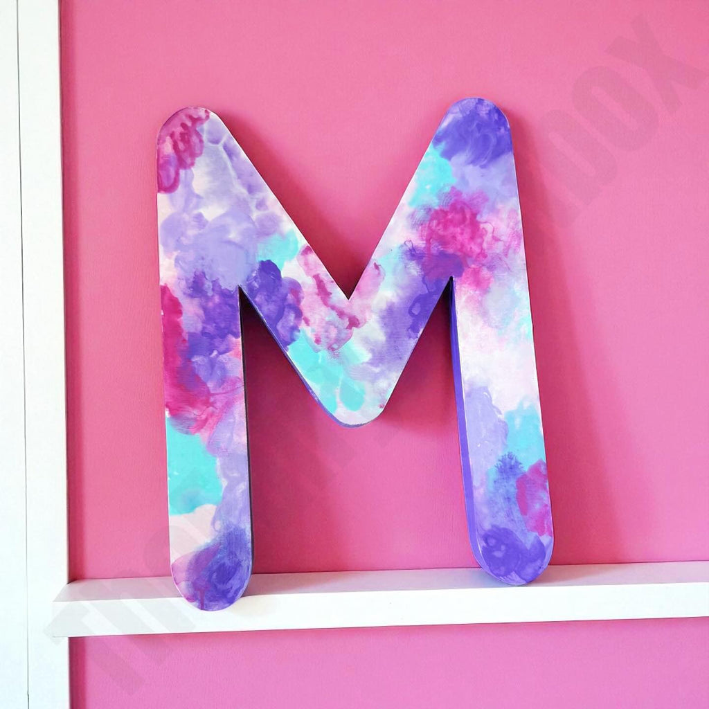Watercolor Tie Dye Theme Nursery Room Decor Wall Letter
