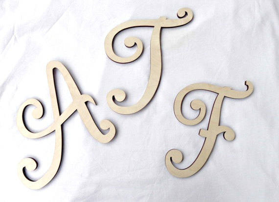 Cursive Wooden Letters N for Wall Decor 14 Inch Large Wooden Letters  Unfinish