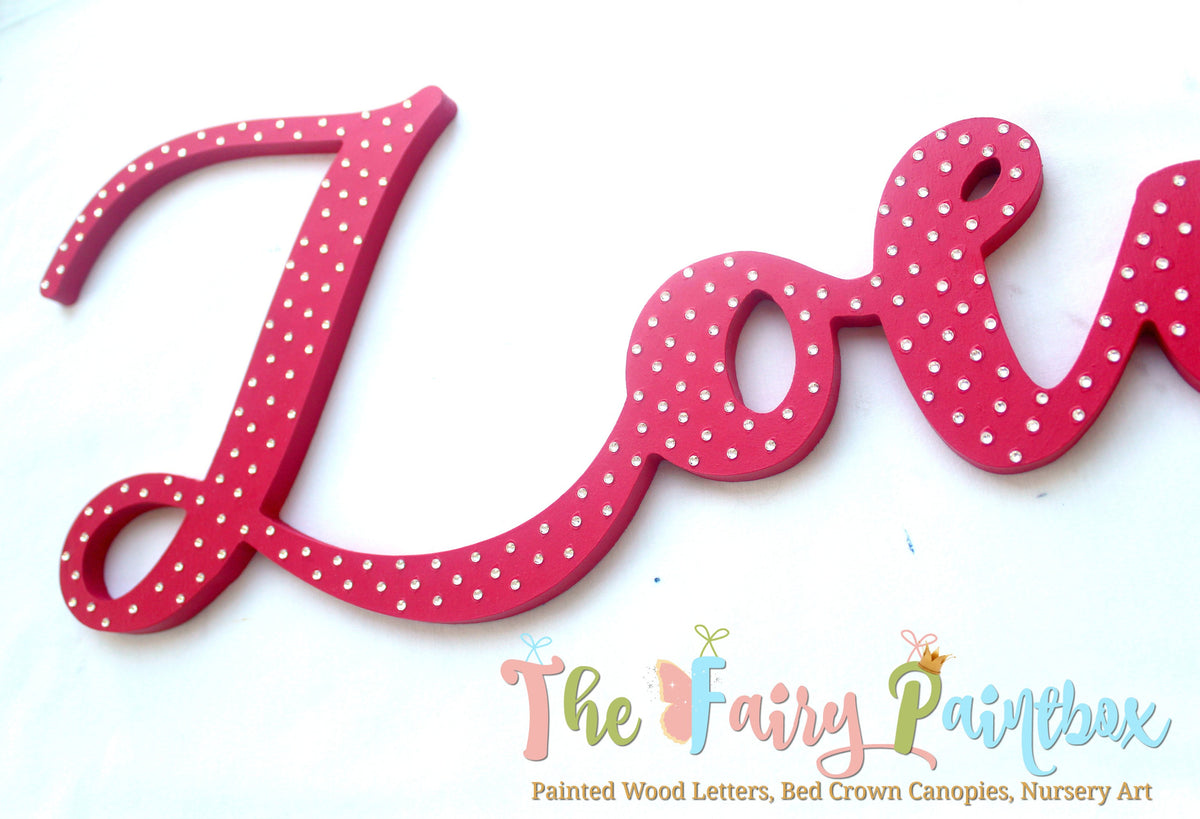 Crystal Girls Nursery Wall Letters Dark Pink Wood Wall Letters Pin